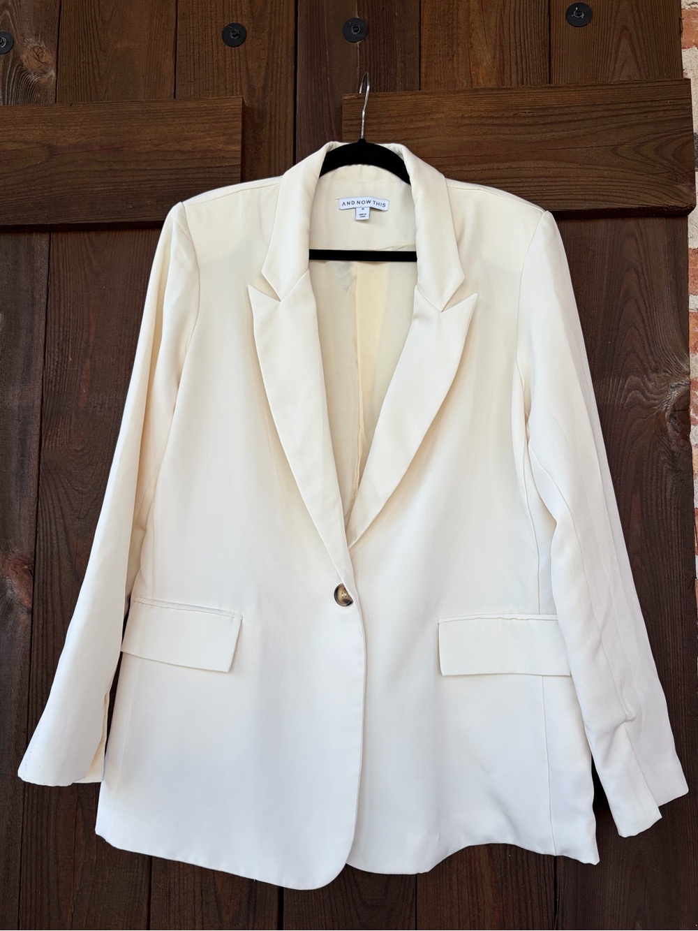 And Now This Cream Single-Button Blazer